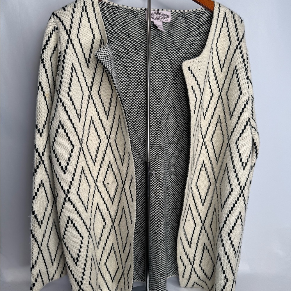 Olivers Diamond Pattern Cardigan - Cream and Black